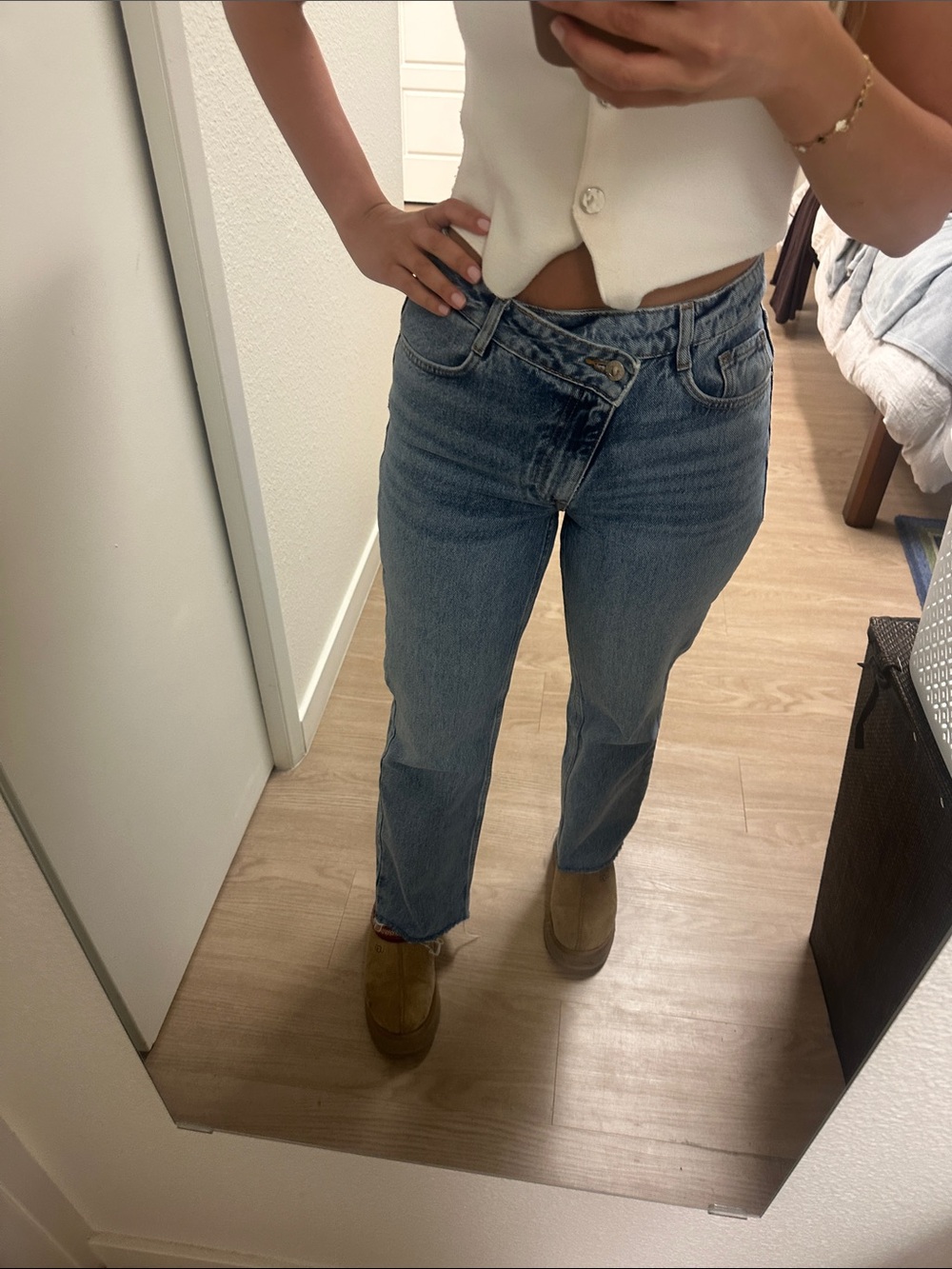 Zara Light Blue Straight-Leg Jeans